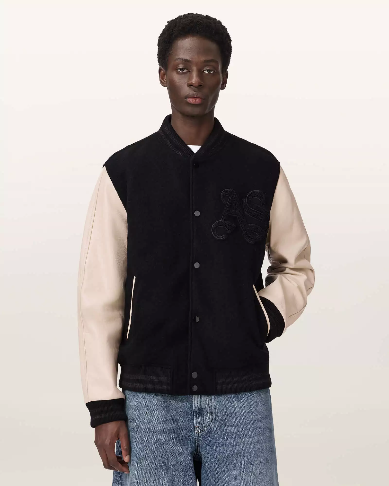 HOLLOWAY 皮革拼接飛行員外套