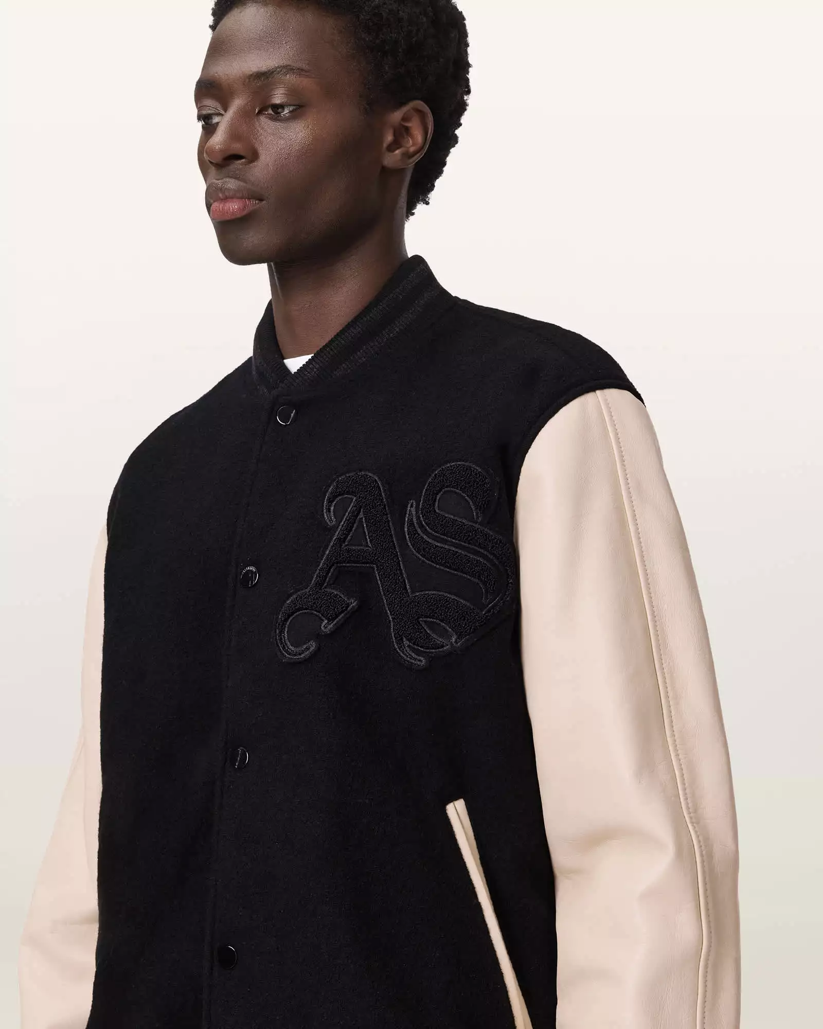 HOLLOWAY 皮革拼接飛行員外套