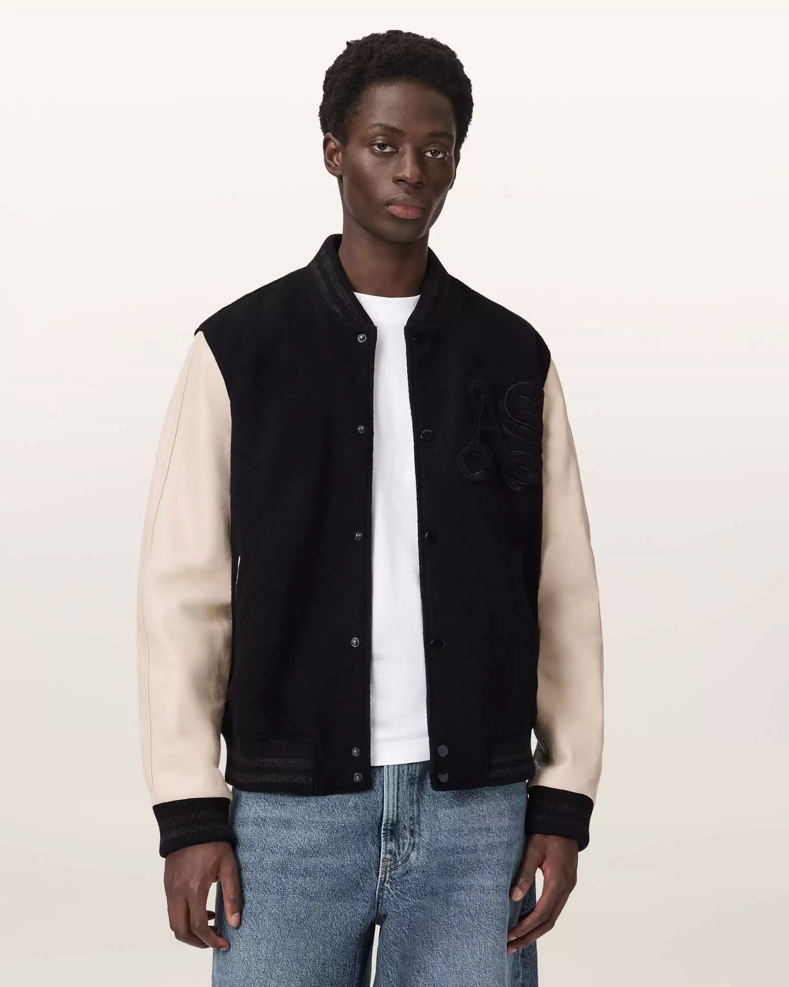 HOLLOWAY 皮革拼接飛行員外套