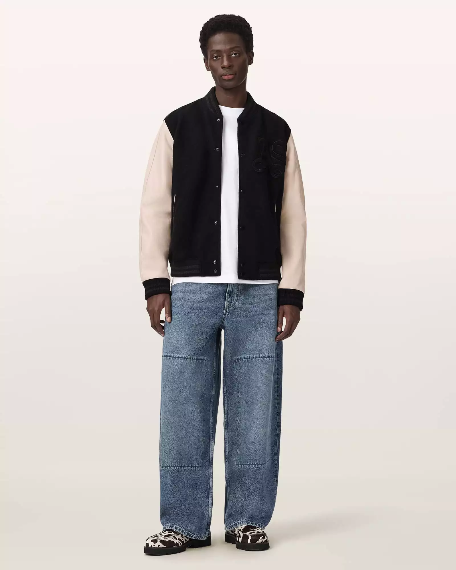 HOLLOWAY 皮革拼接飛行員外套