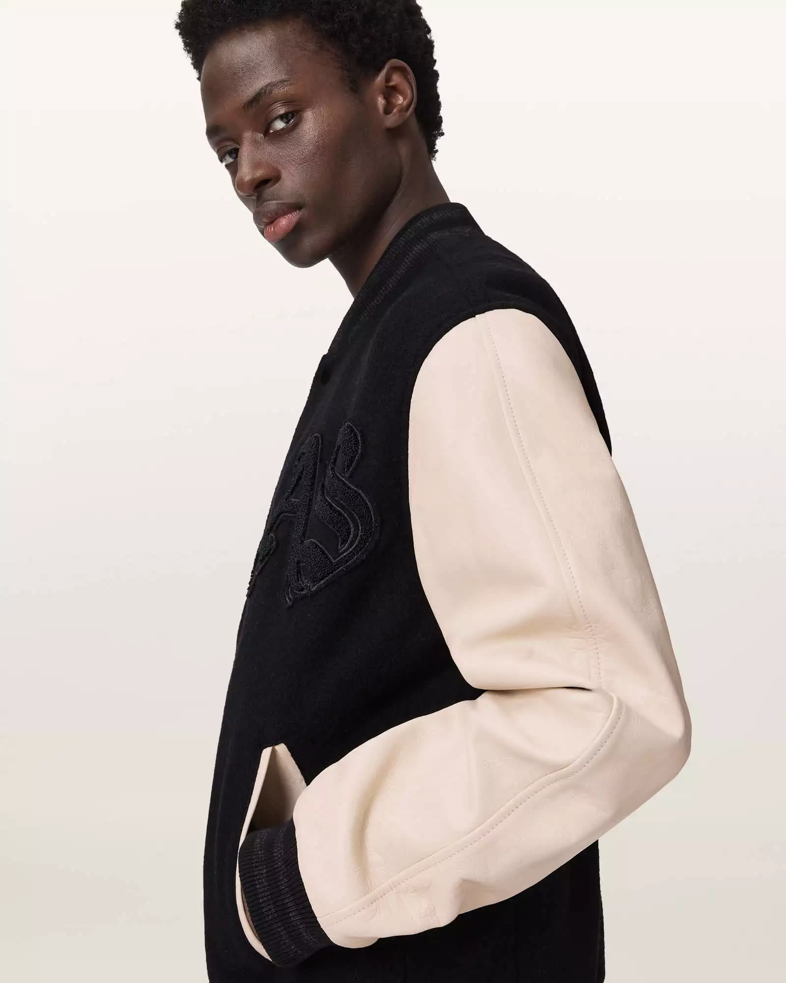 HOLLOWAY 皮革拼接飛行員外套