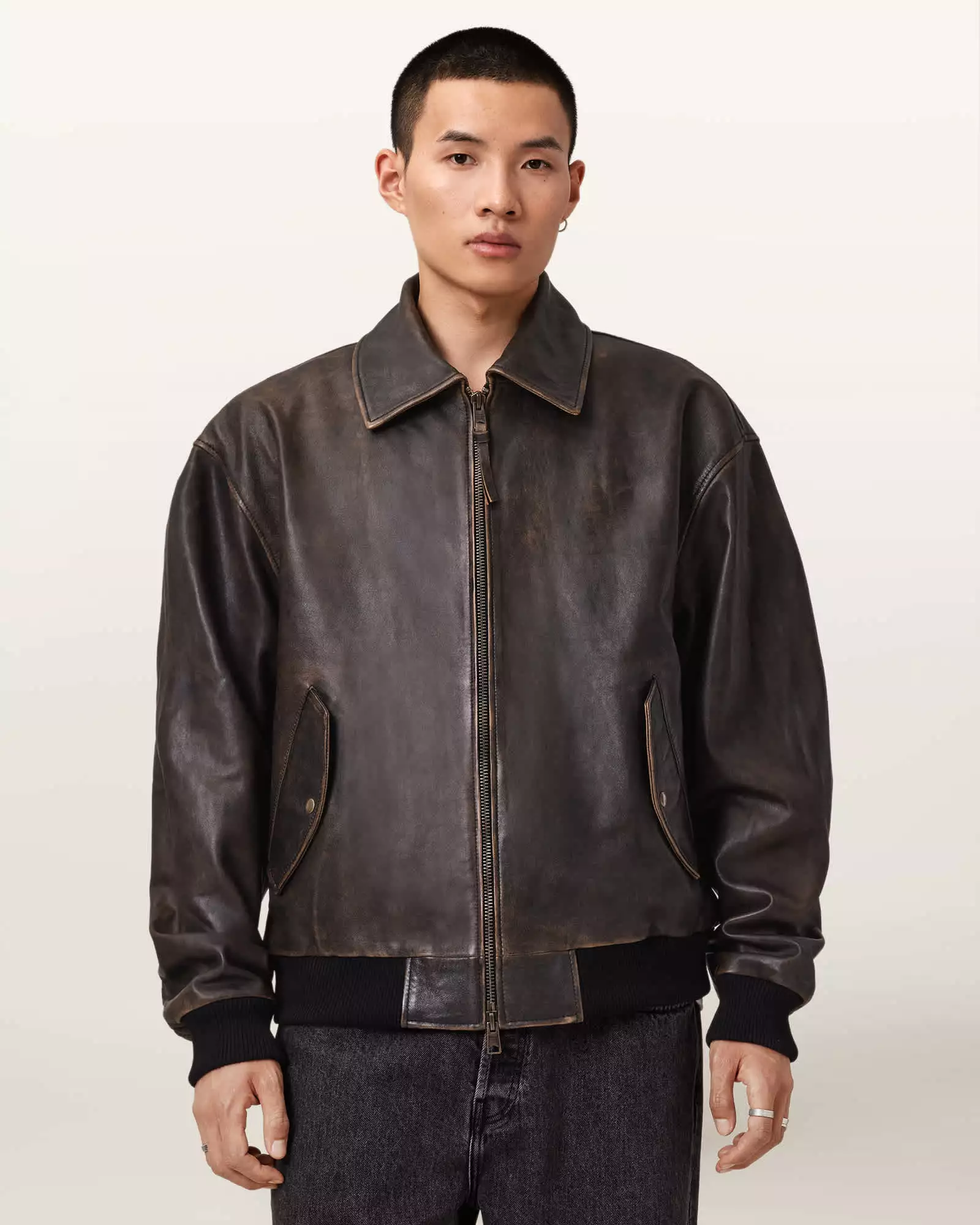 MARCO 寬鬆羊皮飛行員外套