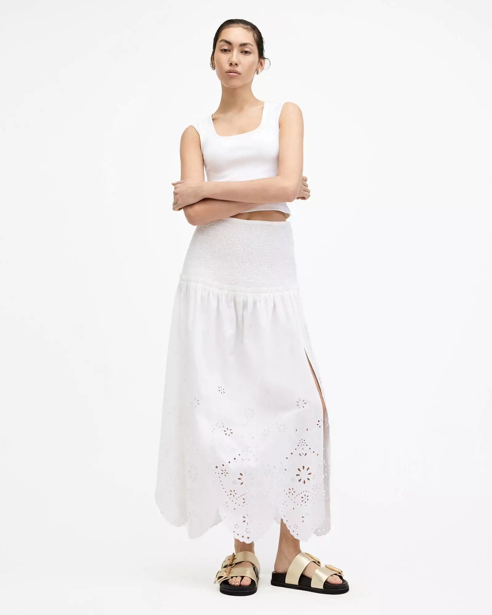 ALEX 刺繡高腰長裙