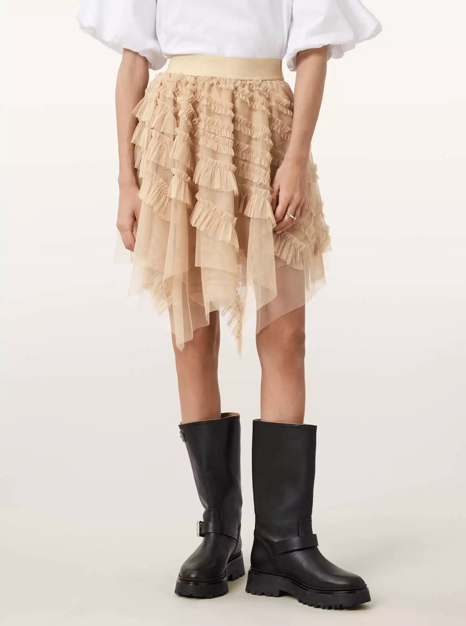 JAYDE 高腰薄紗短裙