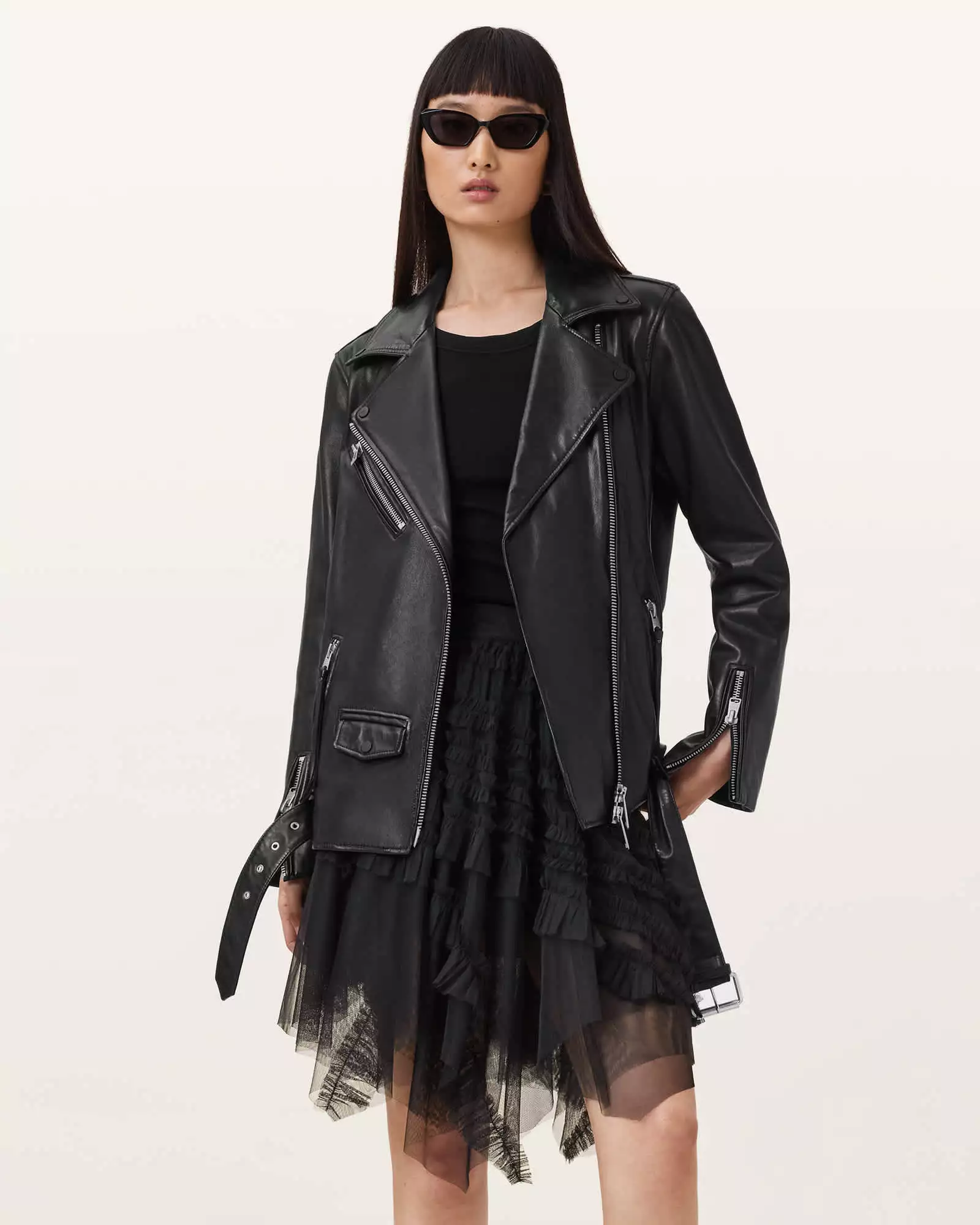 JAYDE 高腰薄紗短裙