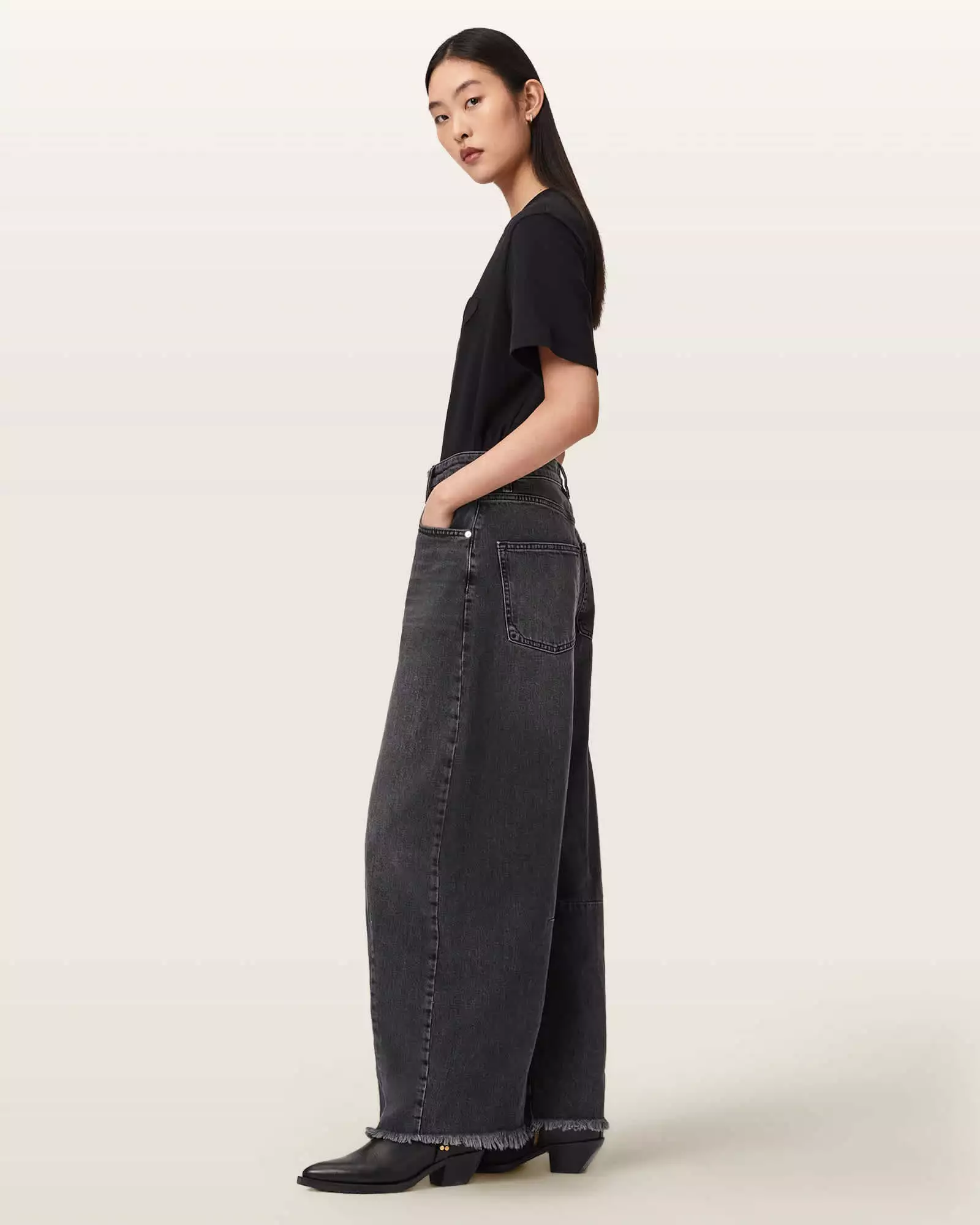 PAYTON 高腰闊腿牛仔褲