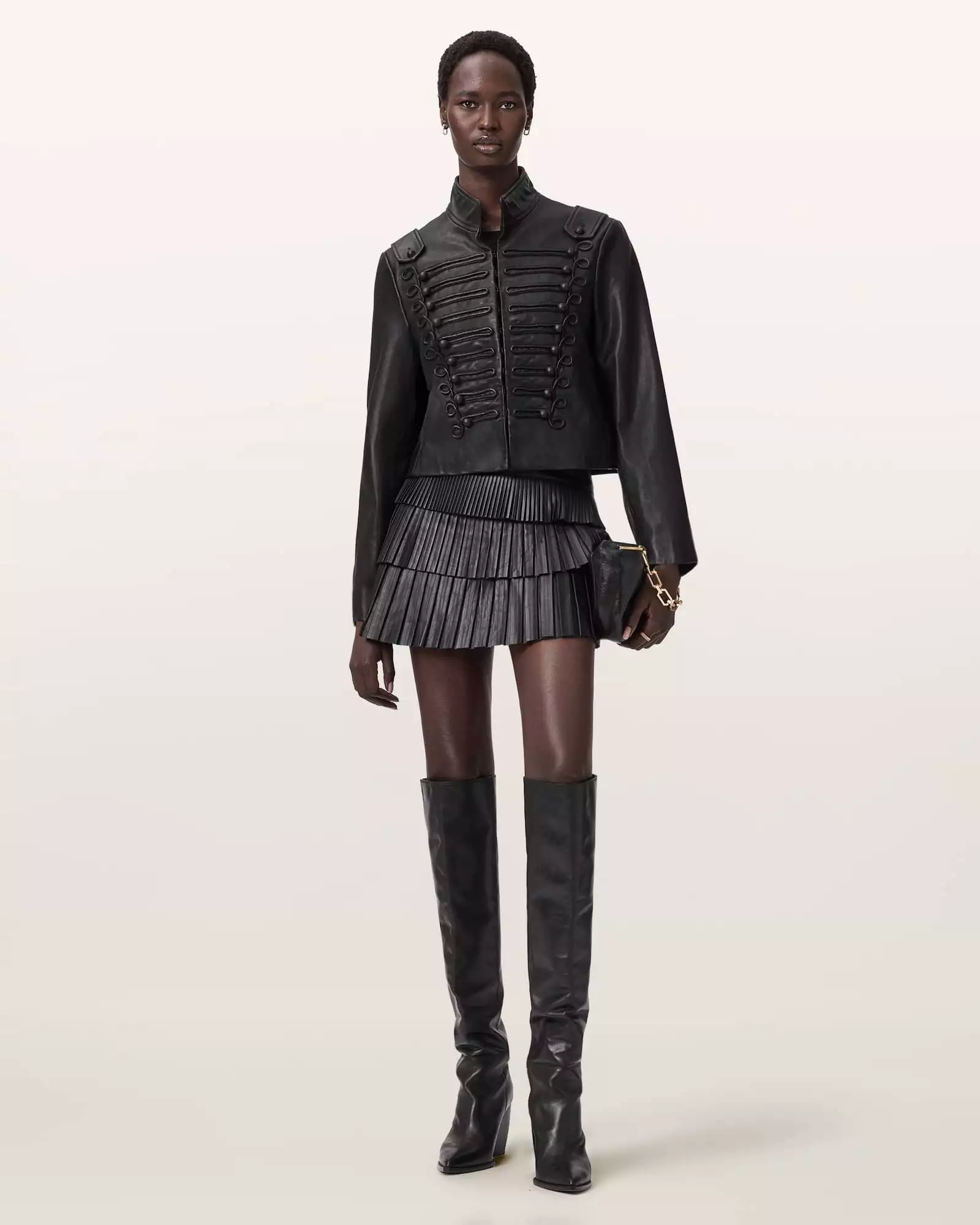 NARA 羊皮百褶短裙