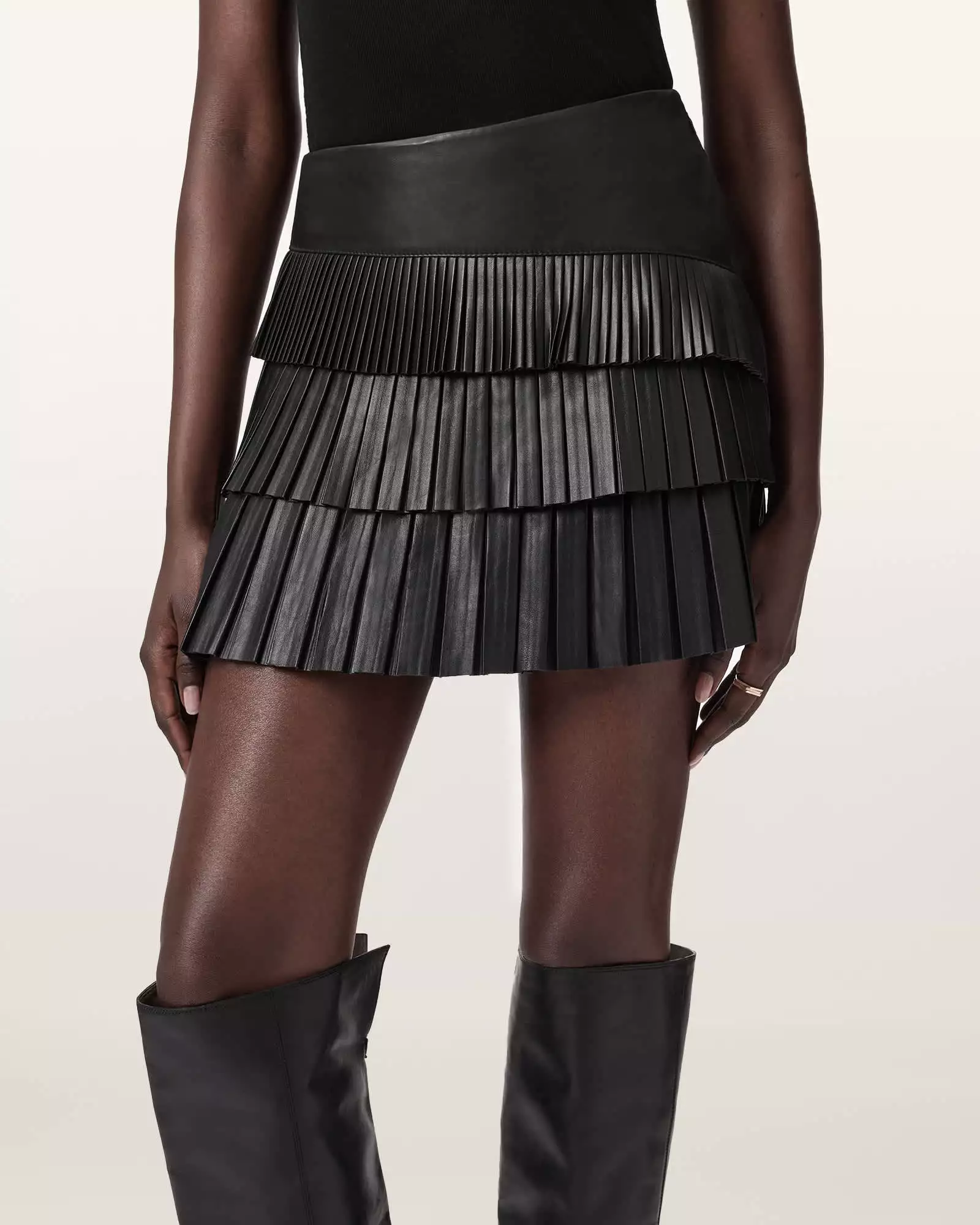NARA 羊皮百褶短裙