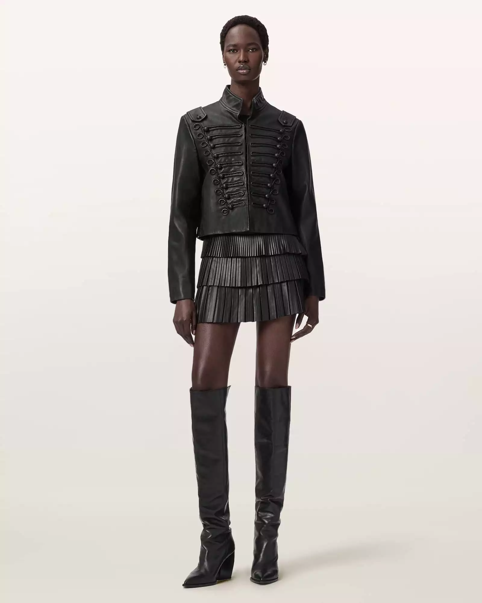 NARA 羊皮百褶短裙