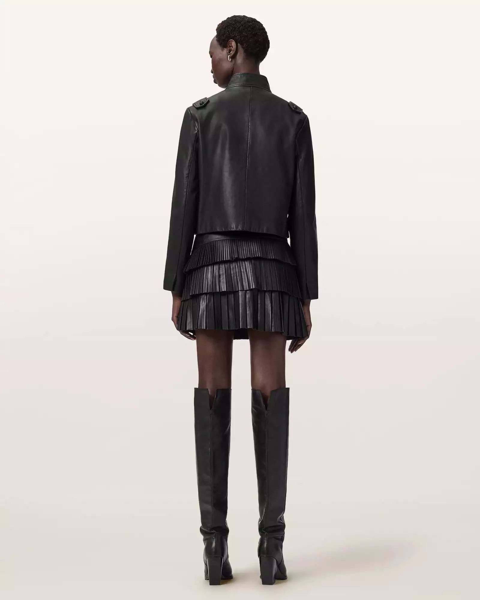 NARA 羊皮百褶短裙