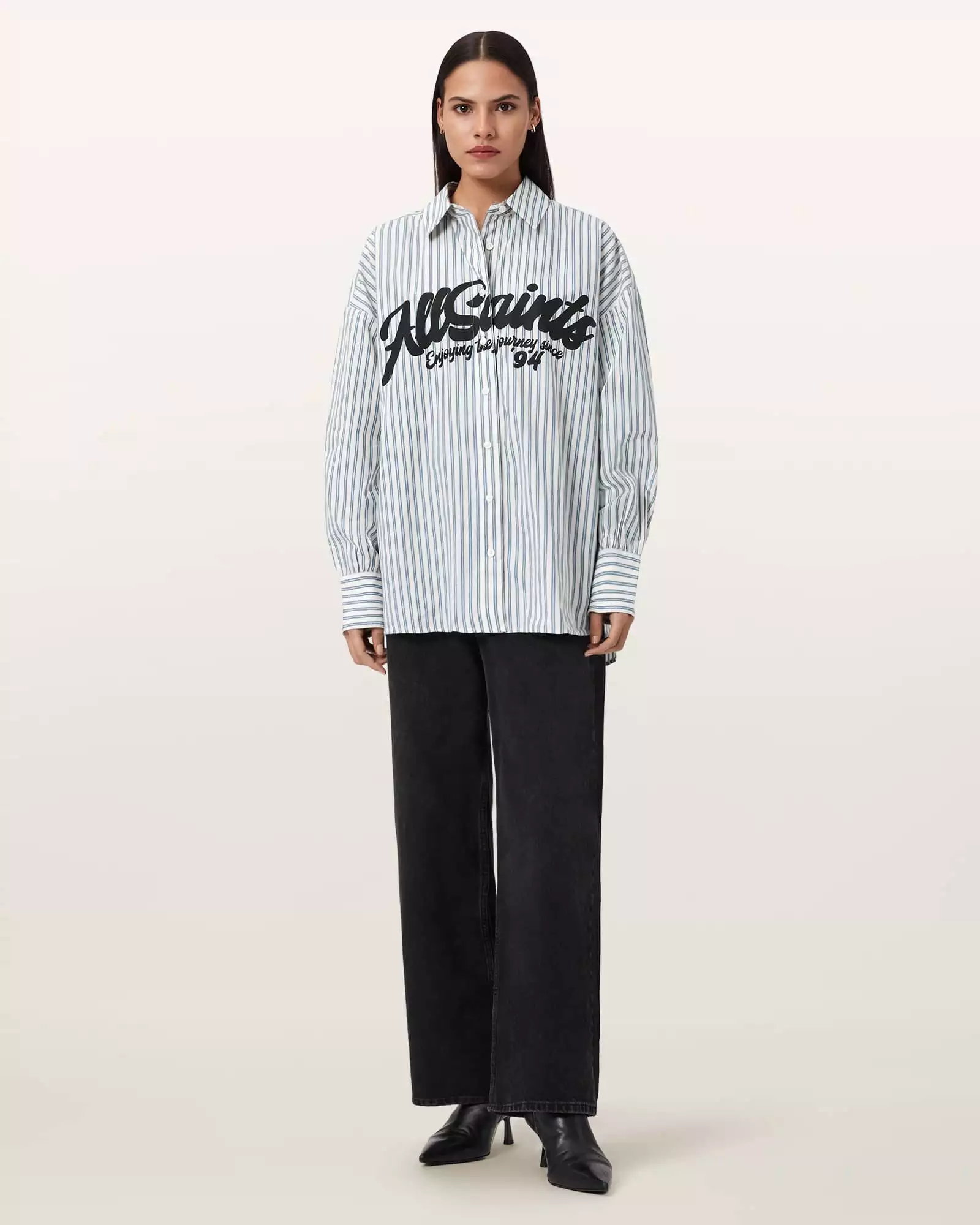 ADRIANNE 條紋長袖襯衫