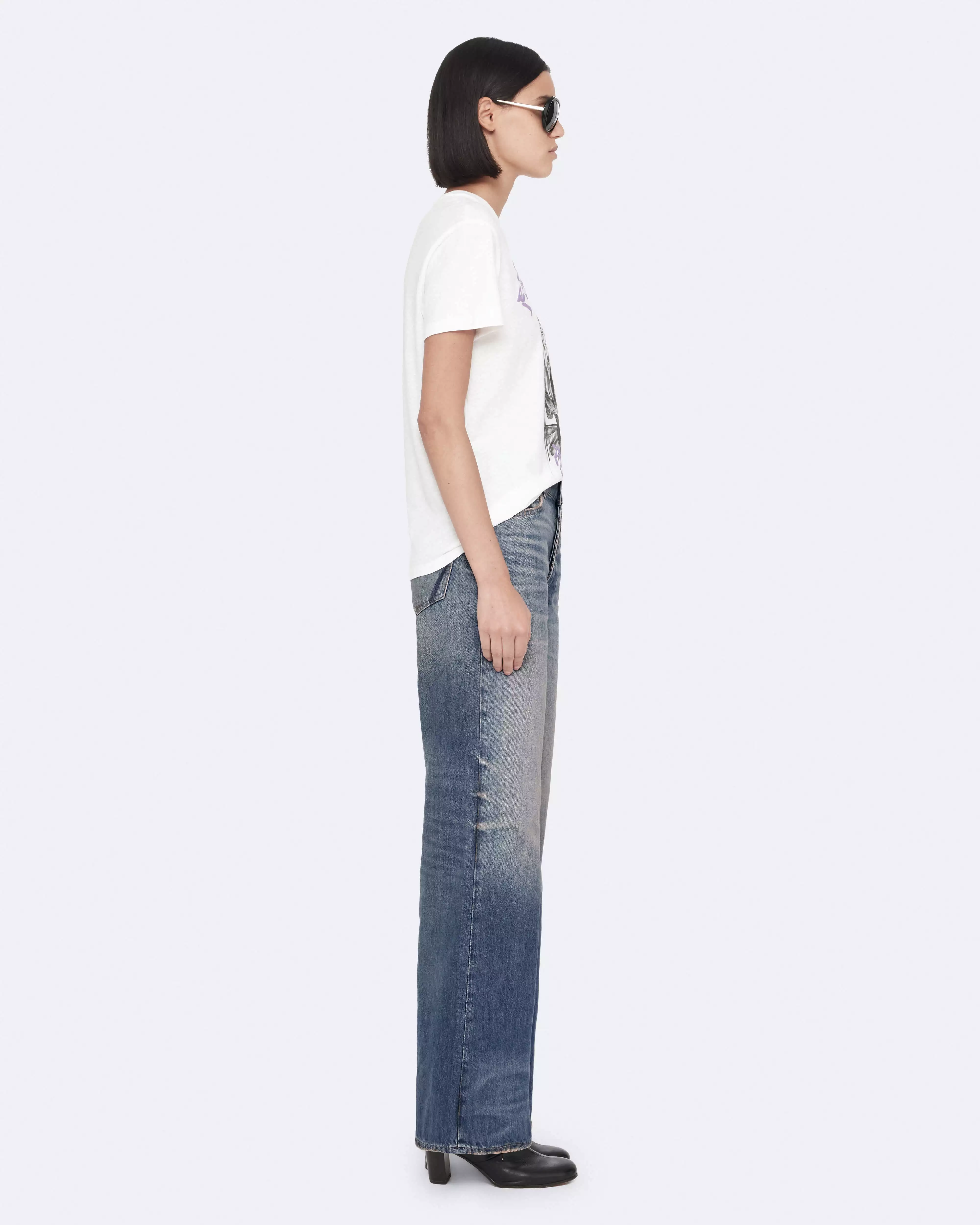 LOU 中高腰直筒牛仔褲