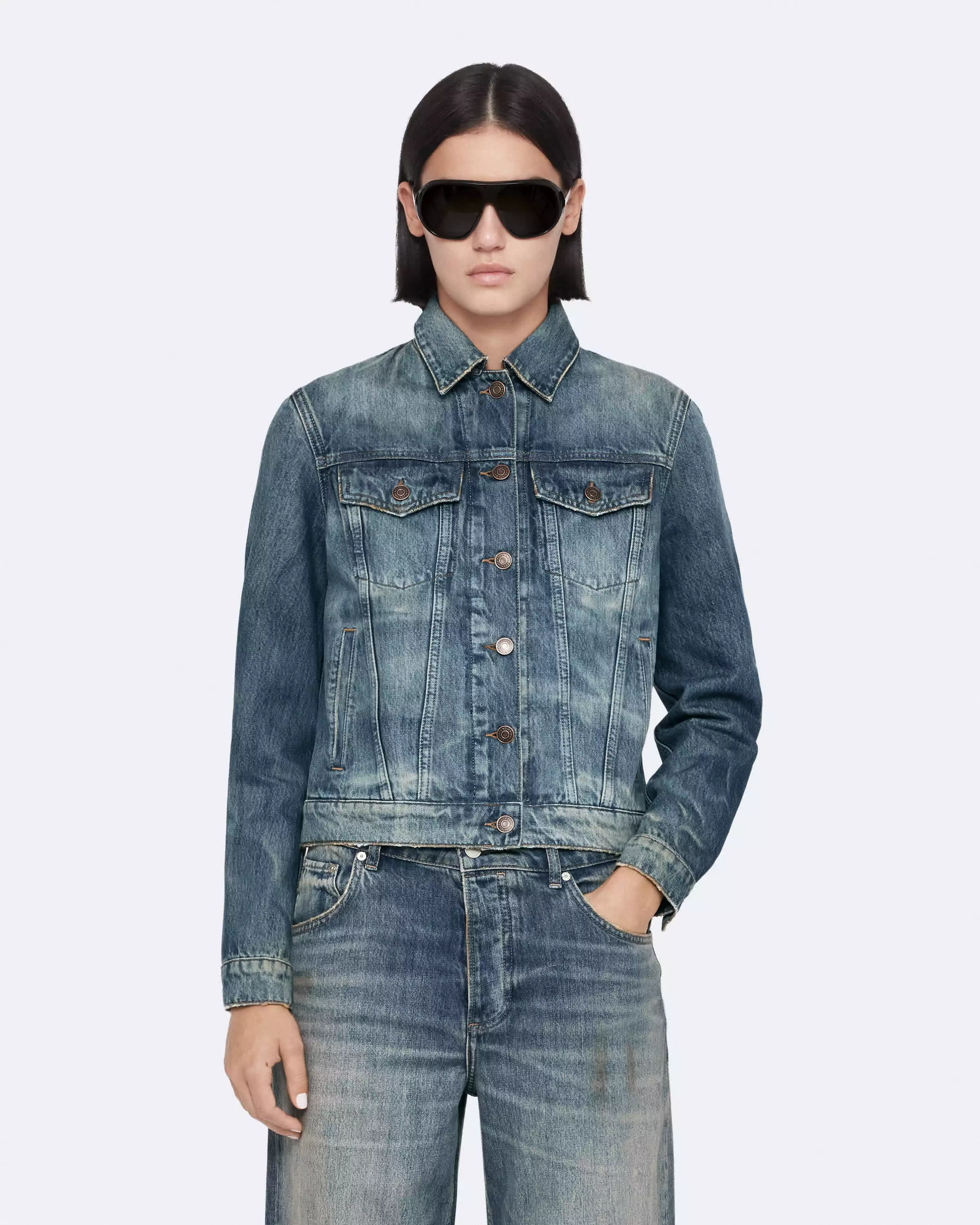 TRUCKER 刷色牛仔外套