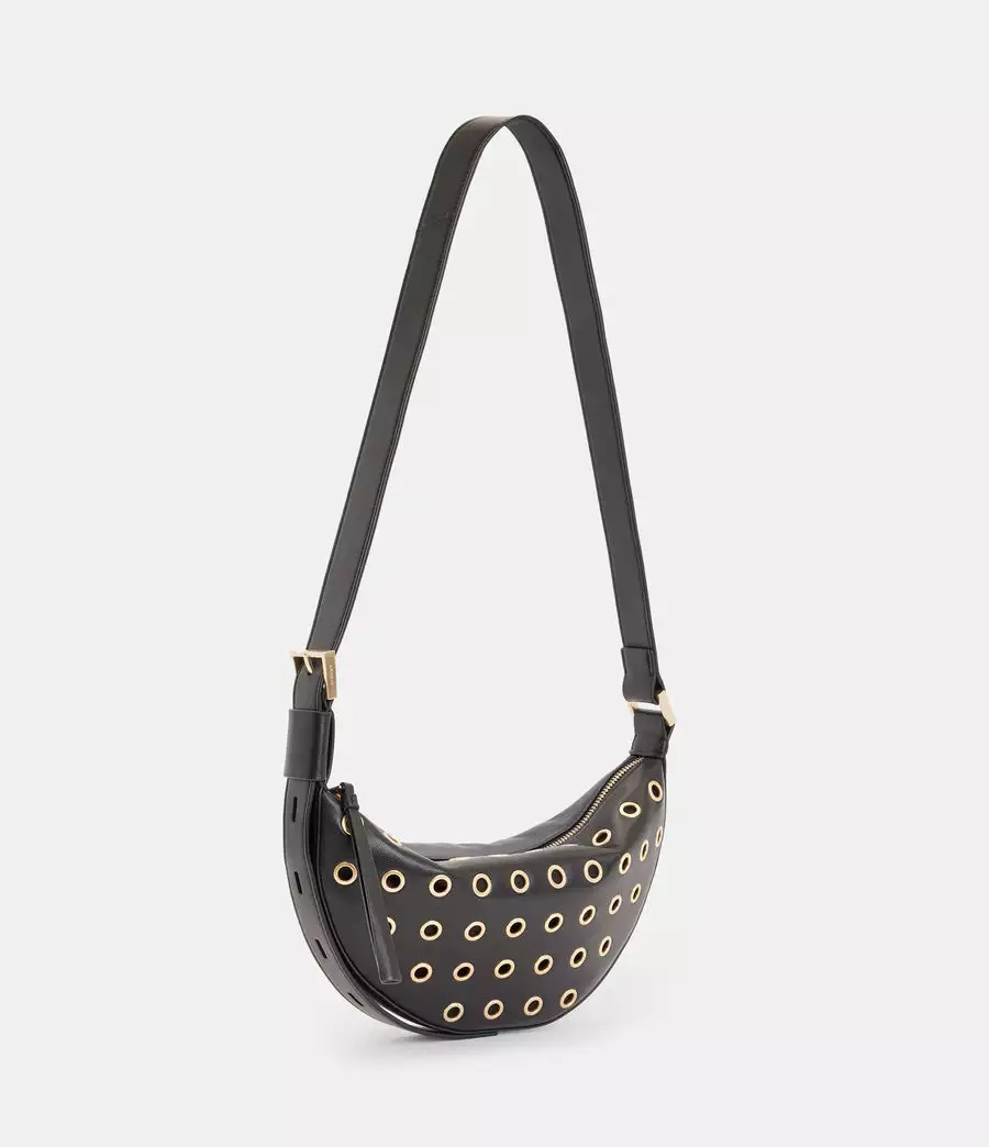 HALF MOON EYELET 牛皮斜背包