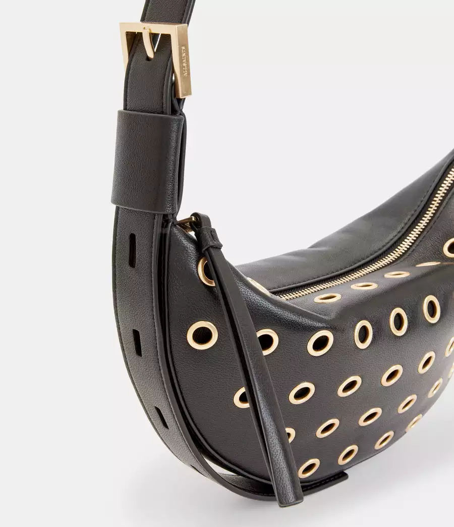 HALF MOON EYELET 牛皮斜背包
