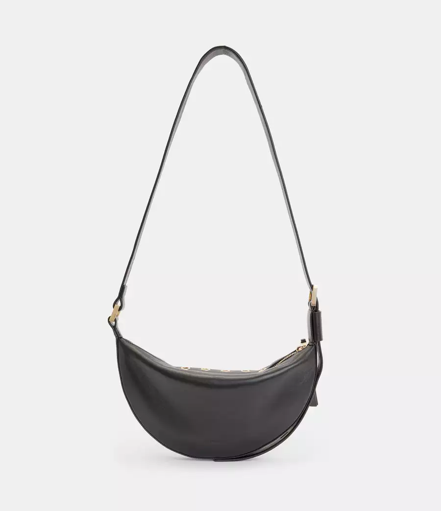 HALF MOON EYELET 牛皮斜背包