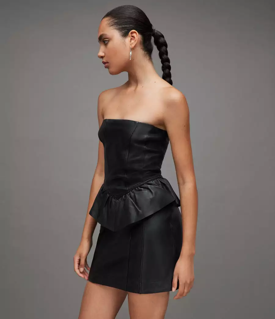 CASSIE 羊皮短洋裝