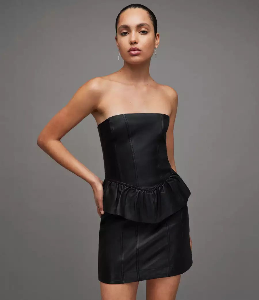 CASSIE 羊皮短洋裝