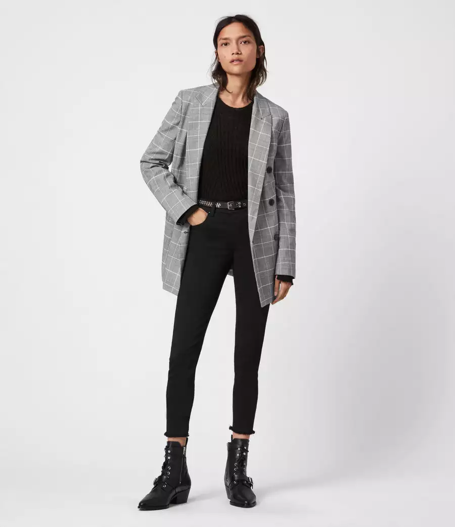ASTRID 格紋雙排扣寬鬆西裝外套