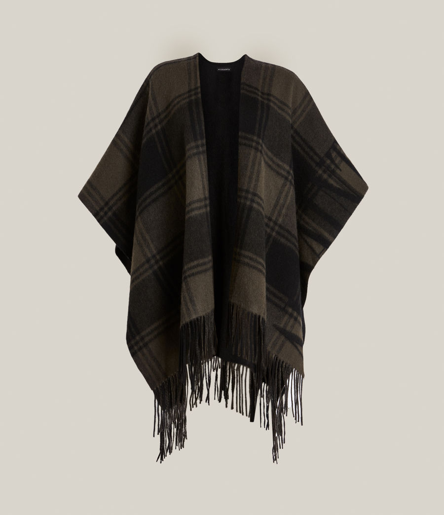 PHOENIX RUANA 格紋羊毛披巾